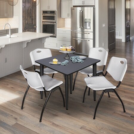 Regency Kahlo Square Table & Chair Sets, 48 W, 48 L, 29 H, Wood, Metal, Plastic Top, Grey TPL4848GYBK47GY